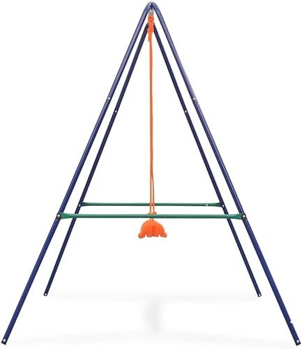 Miniatura 4 de Loibinfen Juego de columpio individual 2 en 1 y columpio para niños pequeños a altos, juego de columpios con marco A para todo tipo de clima con