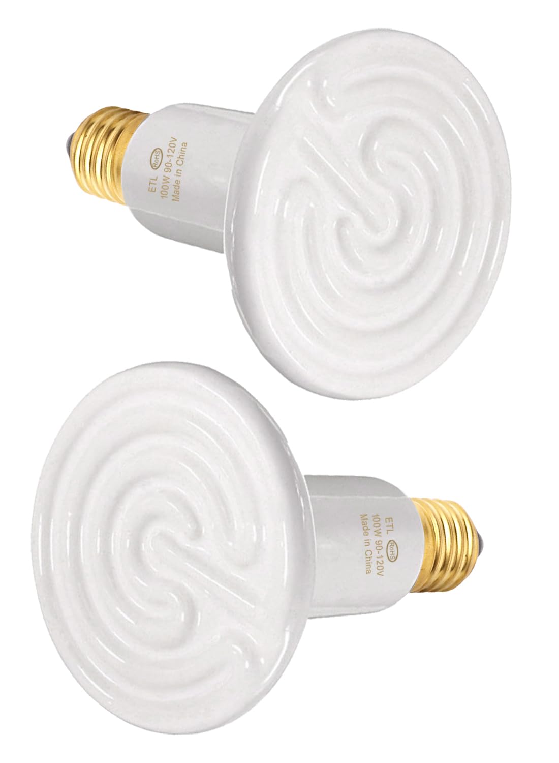WUHOSTAM 100W 2 Pack Ceramic Heat Lamp,White Dimmable Infrared Bulb No Light Emitter Lamp Infrared Ceramic Heat Lamp Bulb for Pet Coop Heater Reptile Chicken Lizard Turtle Brooder Bulb, ETL Listed