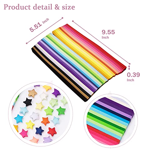 Qunrwe Origami Star Paper Strips 2700 Sheets Solid Color Star Folding Paper Decor Double Sided Paper For Kids Diy Handmade Arts Crafts,School Teaching Beginners Origami Paper,Great Gifts-27 Colors #TOP1