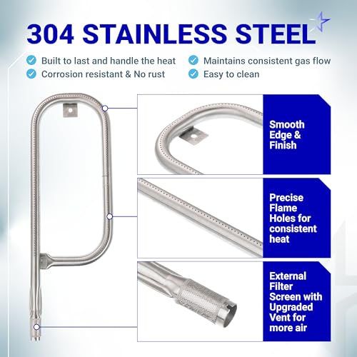 Image of BlueStars 80477 Regulator 69957 Burner Tube for Weber Q Grill Q100 Q120 Series 386001 386002 516501 516002 516801 - Gas Valve Regulator &17in Burner Replacement Kit - CSA Certified