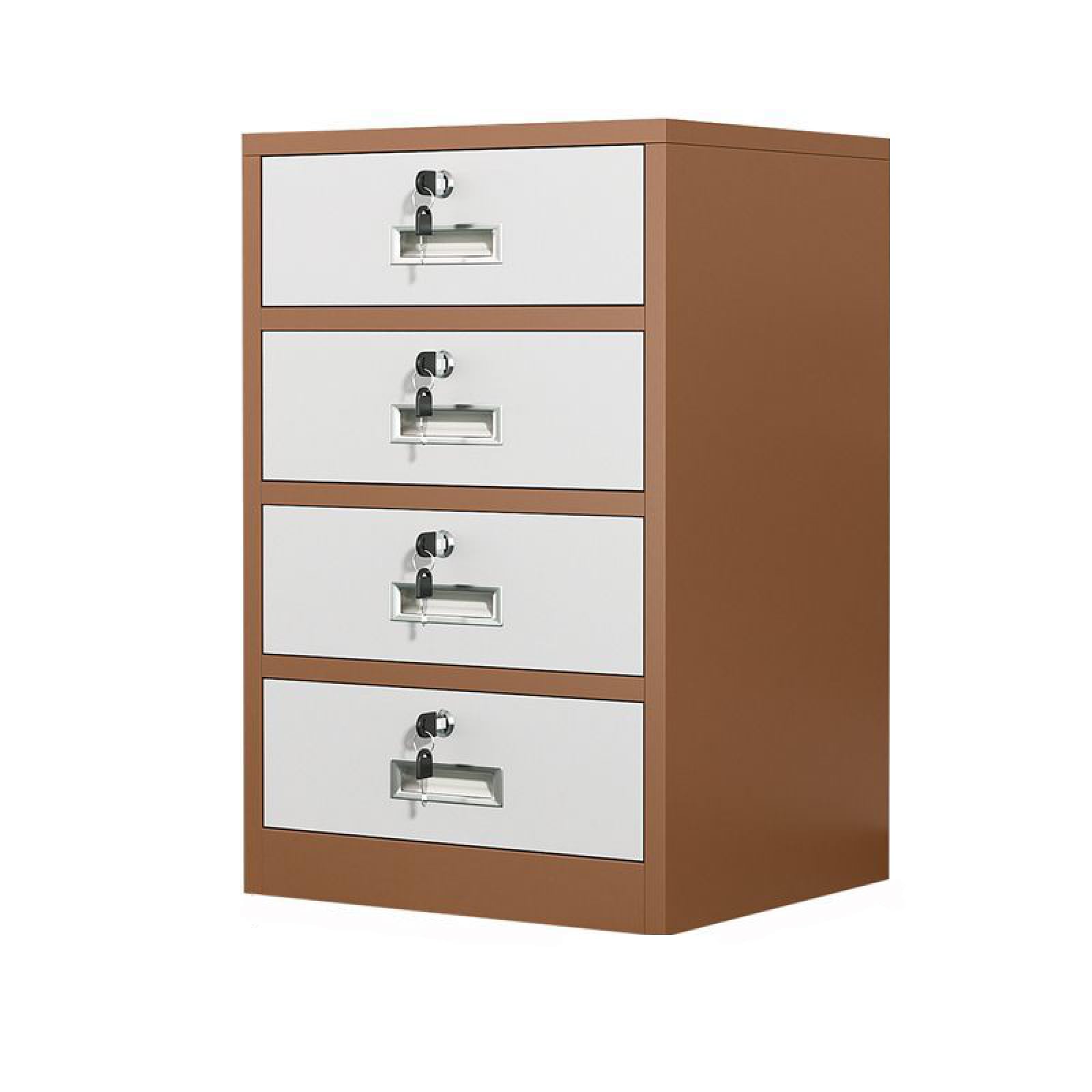 Aioneer Lockable Metal Storage Cabinet For Home & Office Mobile File Cabinet With Adjustable Shelves & 1 Drawer Blue Ideal For Office & Document Storage Solutions-Brown-4 Drawer