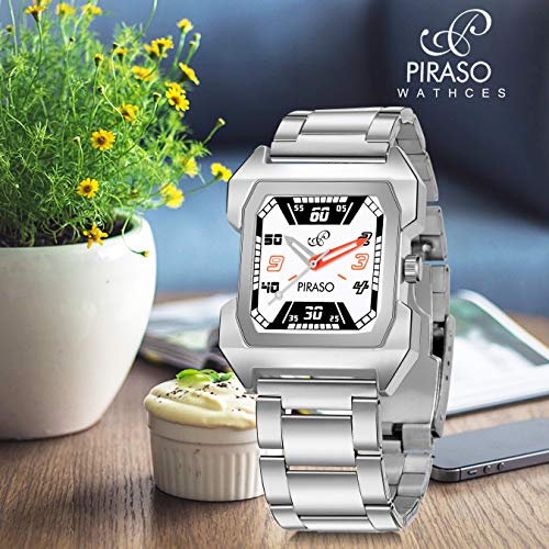 Image of PIRASO Fast Trend Rectangular CASE with Designer Display Analogue Watch for Men and Boys