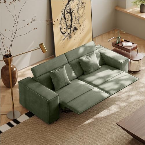 POVISON Smart 84.27''Power Sofa,Modern Recliner Sofa for Living Room,Green Sectional Sofa with Performance Fabric,Modular Couch Design, Pet Friendly,Free Combination for Home(Green)