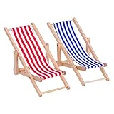 Größe: Größe des Miniatur- Holz- Strandstuhl ist 4,33 x 2,1 Zoll/ 11 x 5,4 cm (L x B, Klappzustand), 4,33 x 2,1 x 2,2 Zoll/ 11 x 5,4 x 5,5 cm (L x B x H, entfaltet)