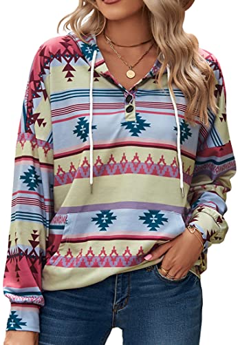 NIUHE Mujer Sudadera con Capucha Gráfica con Patrón Geométrico Fantástica Sudadera Moda Diseño Elegante Novedad Pullover(Rosa,L) Cover