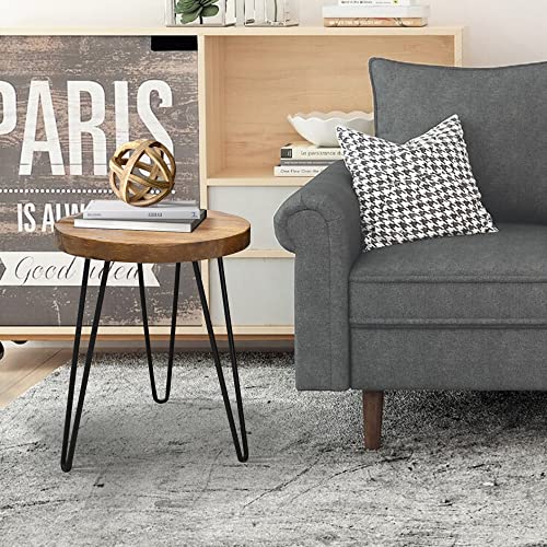 Warmaxx Round Reclaimed Pine Wood Side Table 15"X15"X20"H Accent Stools Vintage Wooden Slab Coffee Live Edge Tables Solid Rustic Plant Stands End Tables For Living Room Patio Bedroom Nightstand #TOP4