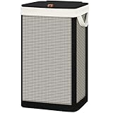 STO STO Laundry Hamper with Lid, 90L Large 1 Section Laundry Sorter, Laundry Basket with Removable Washable Canvas Liner Bag, Breathable Clothes Hamper for Bedroom Bathroom Laundry Room Closet Dorm