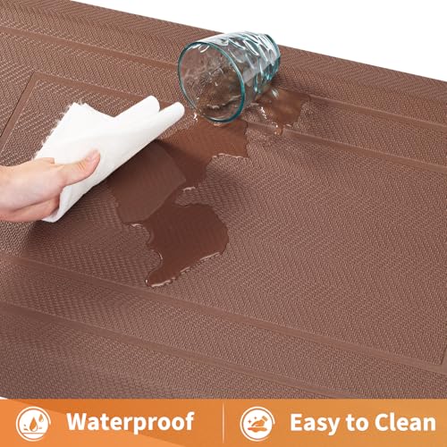 Image of UKISS 9 /10 inch inch Extra Thick Cushioned Anti Fatigue Kitchen Mat, Waterproof High Density Foam Standing Desk Mat, Non-Slip Ergonomic Comfort Mat for Kitchen, Office,Workstation Black (Brown, 20 inch X 48 inch)