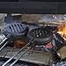 ROME Cast Iron Wilderness Burger Griller For Campfire and BBQ, Stainless Steel Rods and Wood Handles #1505