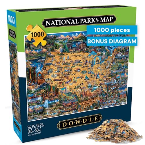 Buffalo Games - Jigsaw Puzzles 1000 Pieces - Dowdle National Parks Map - 1000 Piece Puzzle for Adults - Premium Giftable Foil Box with Reference Poster - Made in USA