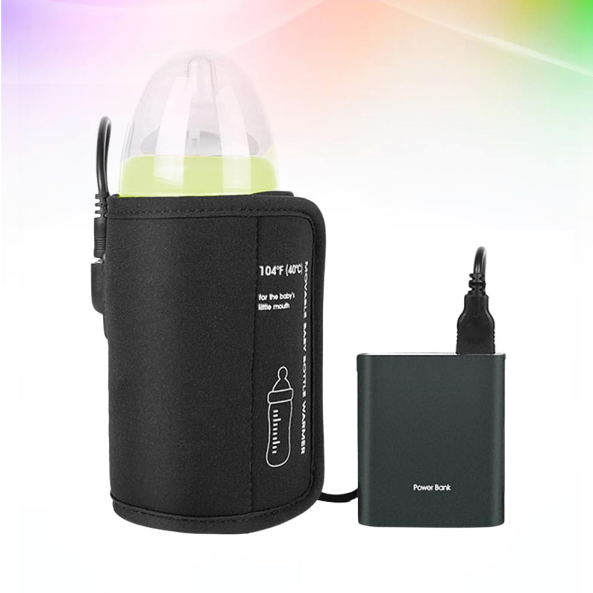 Toyvian 2pièces -biberon Usb Pour Couverture Isolante Pour Biberon De Voyage Accessoires Auto Câble Allume- Noir