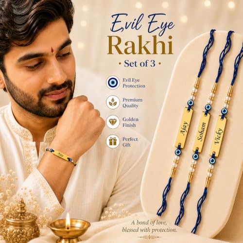 Image of Unisex-Adult Customized Name Rakhi For Brother | Rudraksha Beads, Custom Name Engraving, Adjustable Fit