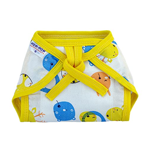 Image of Washable Reusable Cotton Muslin U Shape Lace Nappy,Langot For New Born Baby - Pack of 5(Animal Face Print 9-12 Months)