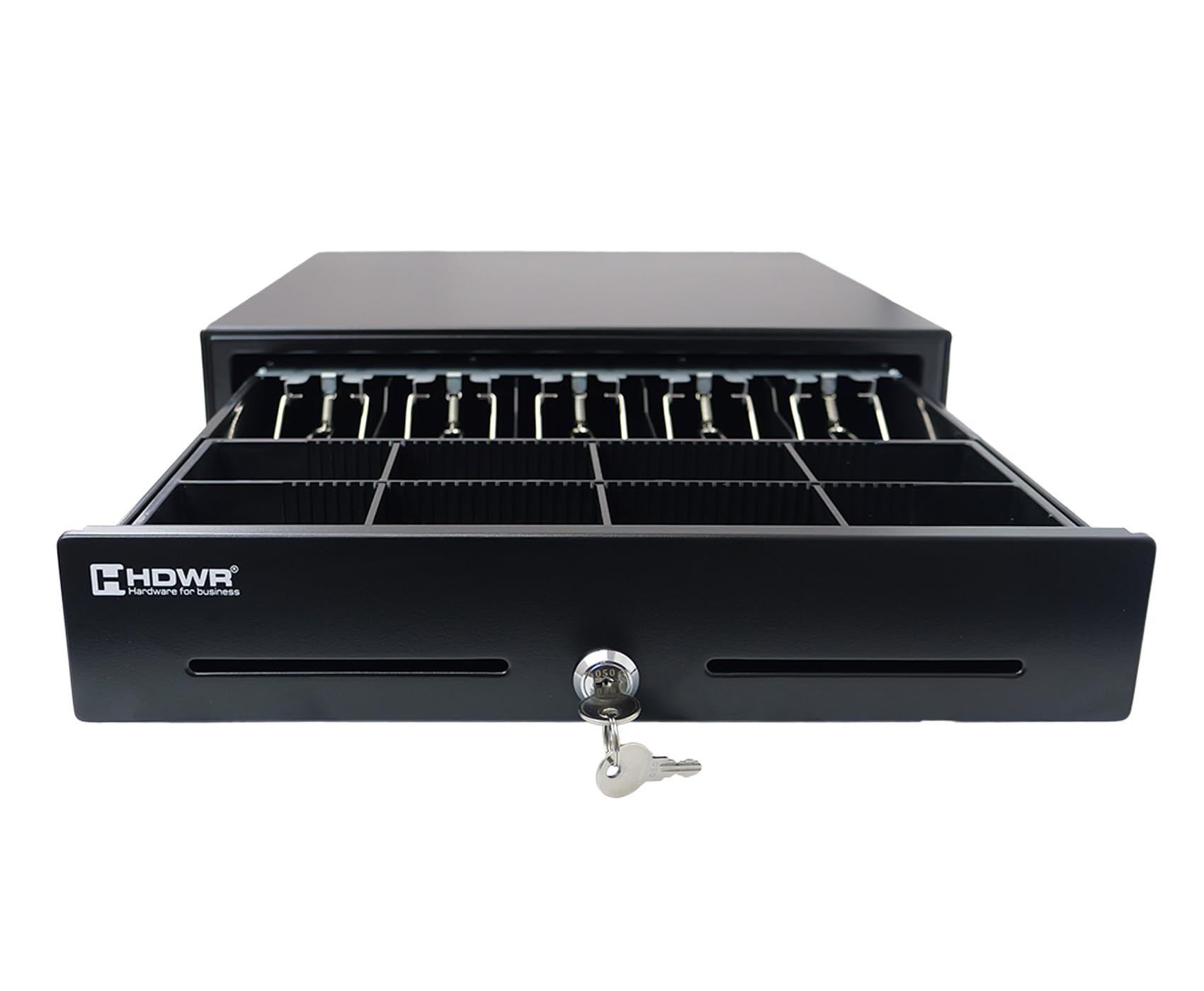 HDWR HD-KR41 Cassetto cassa spazioso, inserto sostituibile, RJ12 | Due scomparti aggiuntivi, portamonete scorrevole, cavo RJ12 incluso, per negozio