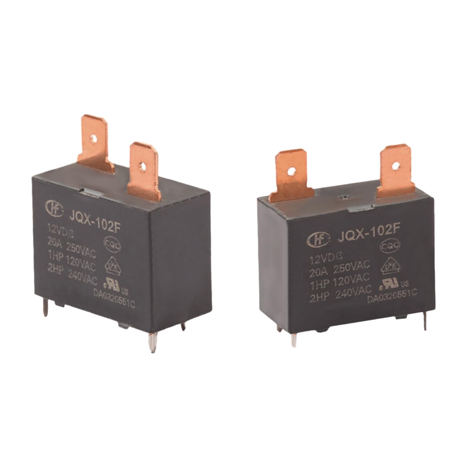 obqo JQX-102F-12VDC 20A 4PINS-Relé (2 unidades)