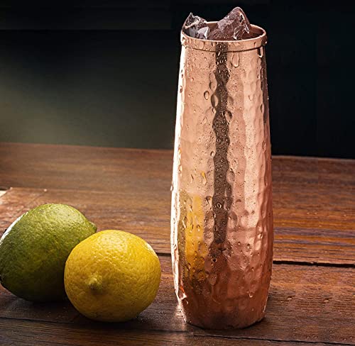 Copper Flutes Set Of 4 - Moscow Mule Copper Flutes - 10 Oz Hammered Stemless Champagne Flutes Of Solid Copper - Copper Wedding 7Th Set #TOP5