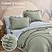 BLOOMHAVEN Queen Comforter Set - 7 Pieces Ruffle Sage Green Bedding Sets, Shabby Chic Farmhouse Bed in a Bag Queen with Ruffle Comforter, Floral Sheets, Pillowcases & Shams