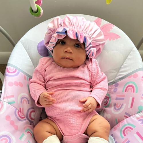 Image of AKISS Baby Infant Newborn Toddler Satin Silk Hair Bonnet for Baby Girl Boy Sleeping Kids Cap Hat
