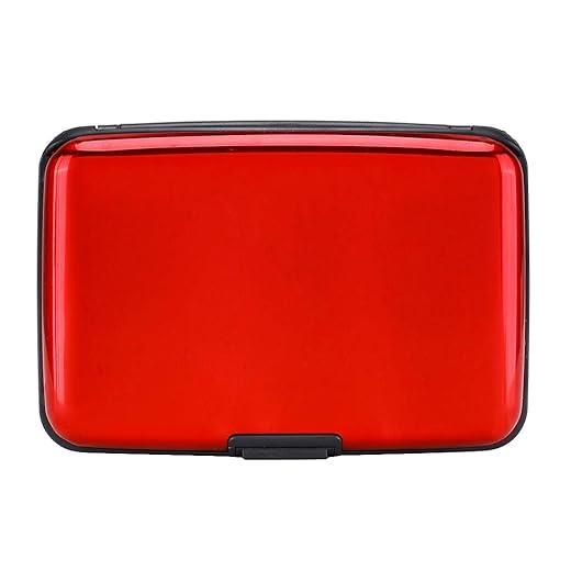 ELFISH Mini RFID Aluminum Wallet Credit Cards Holder Business Card Case Metal ID Case for Men Women (Red lips)