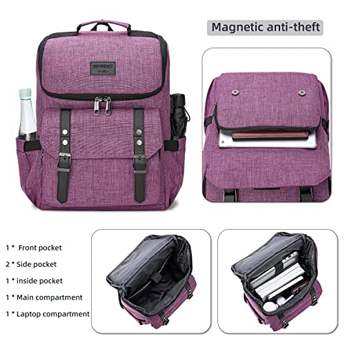 Yalundisi Vintage Backpack Travel Laptop Backpack With Usb Charging Port For Women & Men College Backpack Fits 15.6 Inch Laptop Purple #TOP3