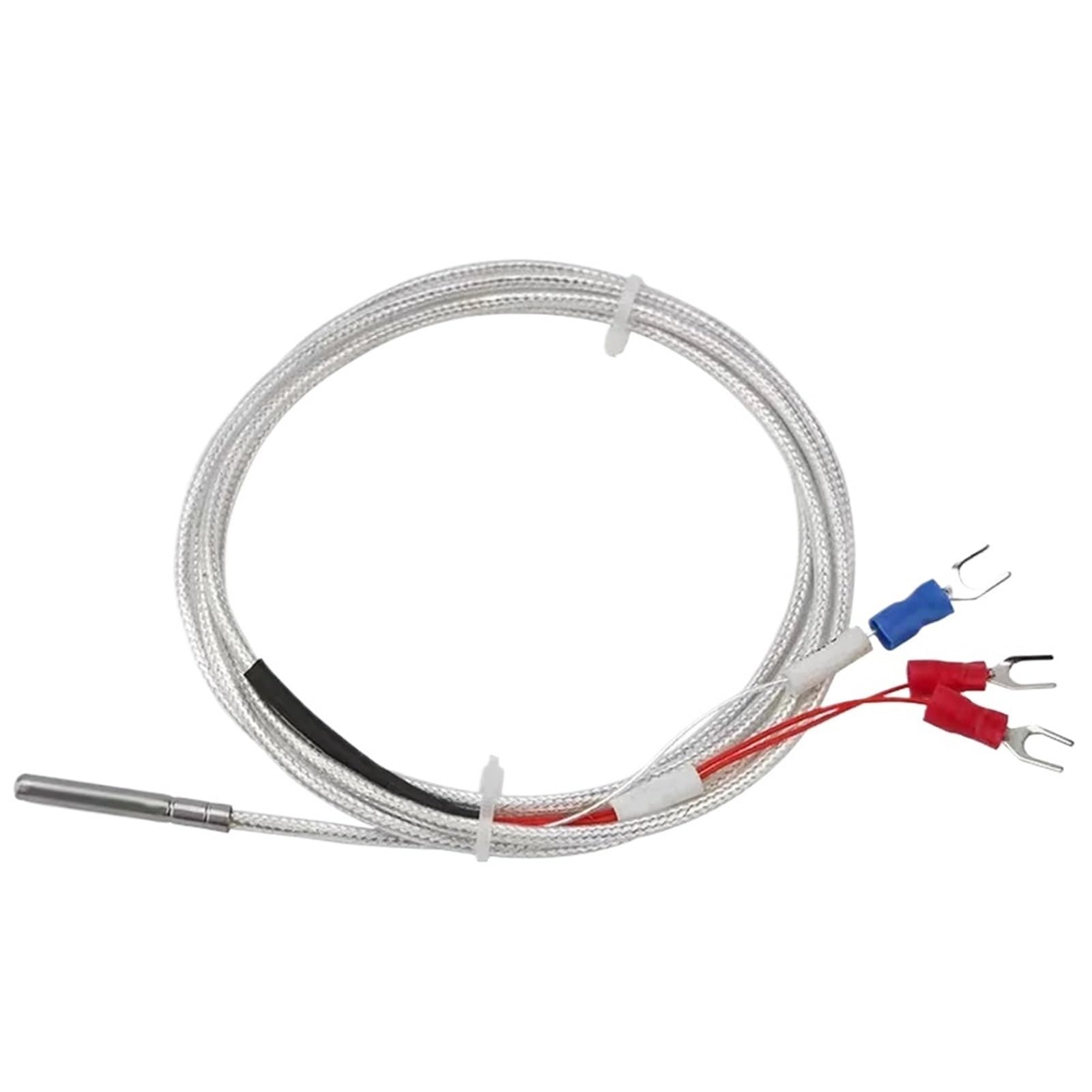 WUPLKCUIJ PT100 Temperature Sensor Stainless Steel Thermocouple with 0.5/1/2/3/4/5M Cable sensing high temperature waterproof(PT100 Type 1M)