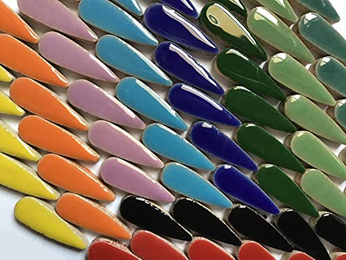 50 Pcs Mixed Color Teardrop Flower Petal Leaf Shaped Ceramic High Gloss Mosaic Tiles Mosaic Making Supplies Fortysevengems #TOP5