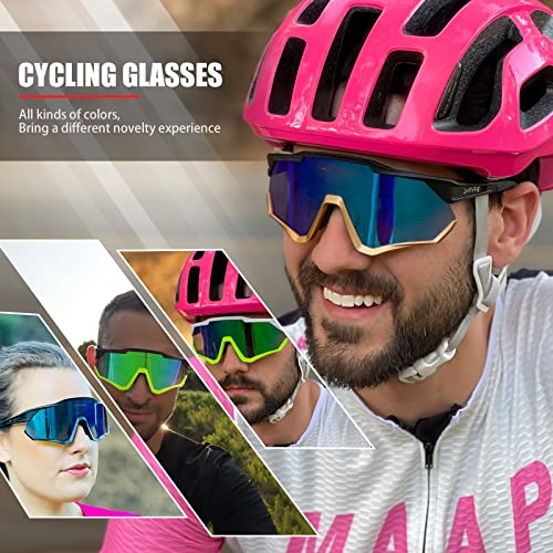 KAPVOE Polarizzati Occhiali da Ciclismo con 4