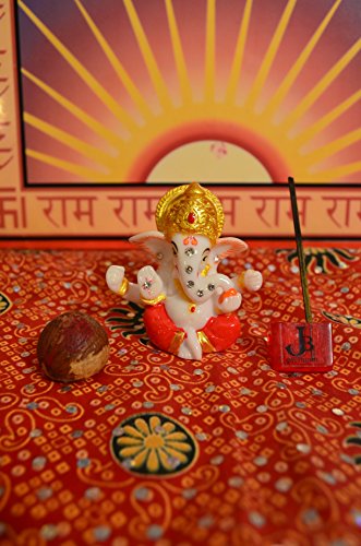 2.5" Mini Lord Ganesh / Ganpati Poly Marble Idol. Hindu God Of Success (Red). Small Ganesha Statue #TOP4