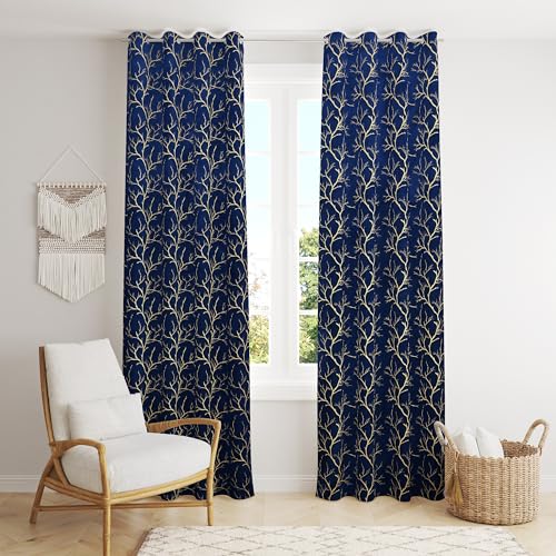 Image of Homefab India Velvet Curtain Room Darkening - Long Door 8 feet, Pack of 1 Panel, Navy Blue