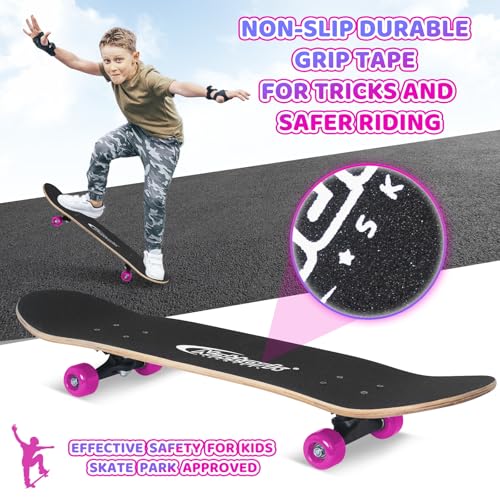 Image of Nattork 31 Inch Complete Skateboard, Standard Skateboards for Beginners, Wood 9 Layer Canadian Maple Trick Skate Boards for Boys Girls Youth Teens Adults