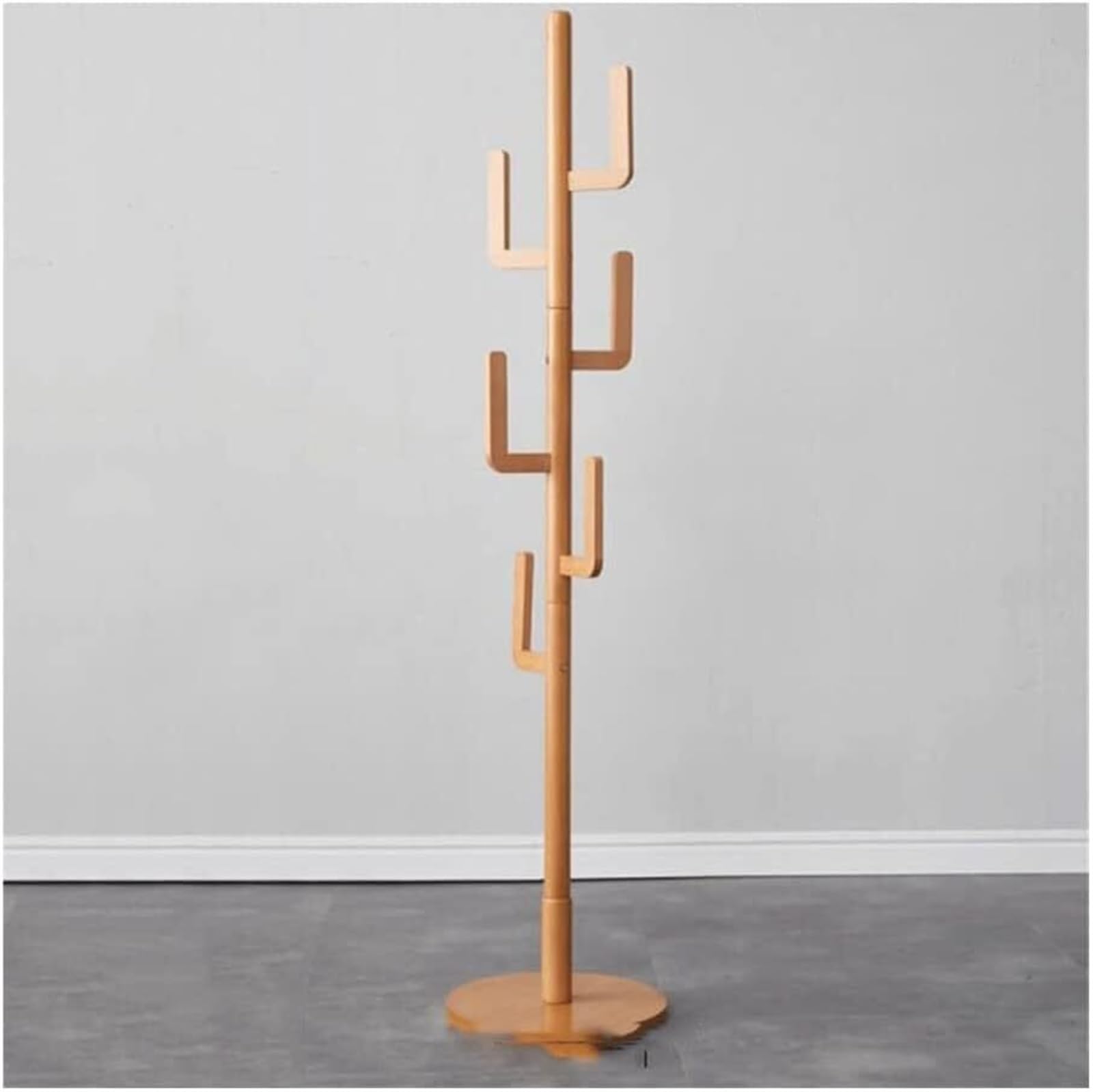 Porte-Manteau en Forme de Cactus, Porte-Manteau sur Pied en Bois Naturel pour Suspendre Vêtements, Chapeaux et Sacs