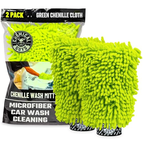 Chemical Guys MIC49302 Chenille Premium Scratch-Free Microfiber Wash Mitt, Lime Green, 9.6″ x 2.3″ x 7″ (2 Pack)