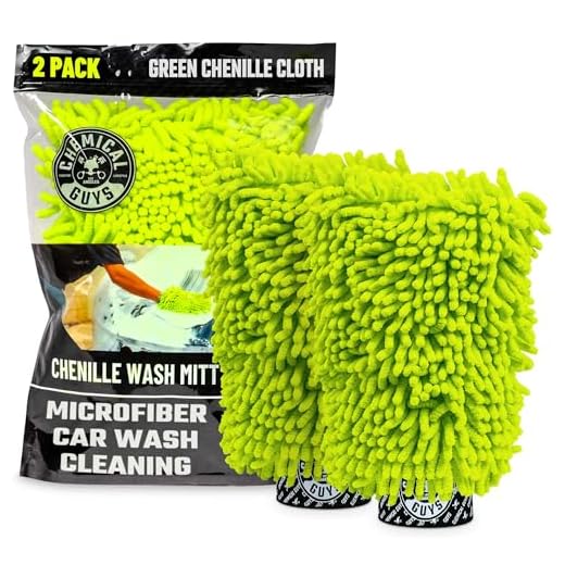 Chemical Guys Chenille Premium Scratch-Free Microfiber Wash Mitt for Car Washing - 2 Pack, Lime Green, Ultra-Soft Car Wash Gloves, Swirl-Free Finish, Safe for Trucks, SUVs, Motorcycles, and More