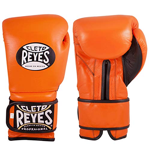 CLETO REYES Professional Boxing Gloves for Training, Sparring and Heavy Punching Bags for Men and Women, MMA, Kickboxing, Muay Thai, Hook and Loop Closure, 14oz, Tiger Orange