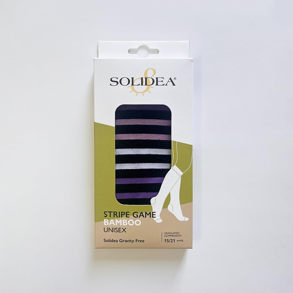 SOLIDEA Gambaletti STRIPE GAME FENICE, Colore NERO, Calze a compressione graduata 15/21 mmHg Art. 0633A0