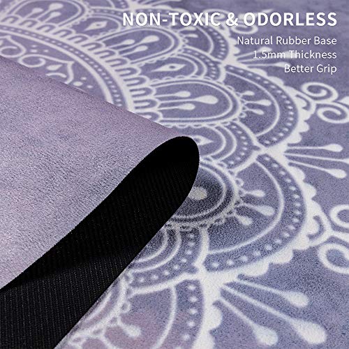 SNΛKUGΛ Yoga Mat Foldable, 1/16 Inch Thick Non Slip Yoga Mat, Carrying Bag Eco Friendly Natural Rubber & Suede, Portable Fitness & Exercise Mat 72" L x 26" W x 1.5mm, Lavender Mandala SNΛKUGΛ Yoga Mat Foldable, 1/16 Inch Thick Non Slip Yoga Mat, Carrying Bag Eco Friendly Natural Rubber & Suede, Portable Fitness & Exercise Mat 72" L x 26" W x 1.5mm, Lavender Mandala