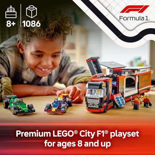 LEGO City F1 Truck with RB20 & AMR24 F1 Car Toys - Model Car Building Toy Set for Kids, Boys and Girls, Ages 8+ - F1 Collectible for Fans - Gift Idea for Birthdays - 60445 - Image 3