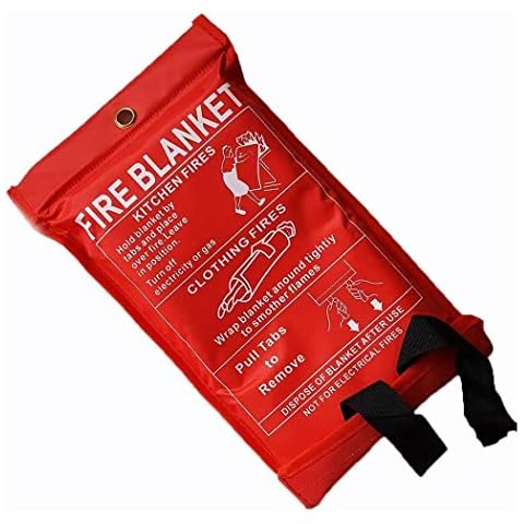 Fire Blanket 1m x 1m Easy & Quick Unfolding Emergency Fire Blanket for Home, Kitchen, Garage, Office, Caravan, Car, Warehouse Cover