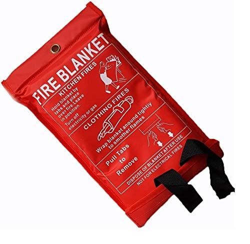 Fire Blanket 1m x 1m Easy & Quick Unfolding Emergency Fire Blanket for Home, Kitchen, Garage, Office, Caravan, Car, Warehouse