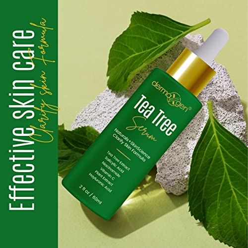 Dermaxgen Tea Tree Serum Organic Formula Natural Vitamin C For Acne Scar, Dark Spots, Blemishes Pimple For Clear, Glowing & Youthful Skin 2 Fl Oz #TOP1