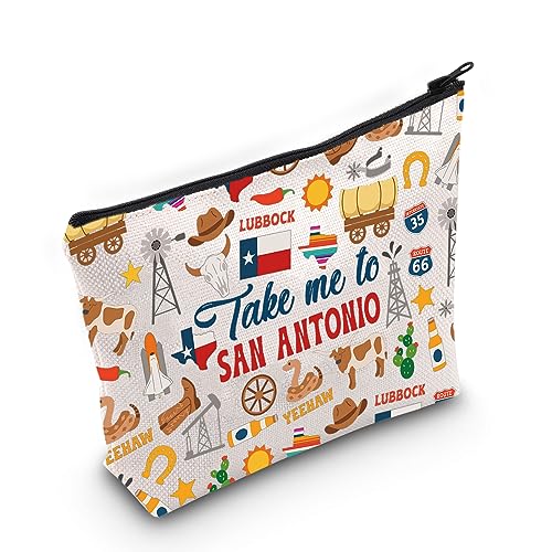 WZMPA San Antonio Texas Travel Cosmetic Bag Vacation Gift Zipper Pouch Souvenirs (Take Me To San...