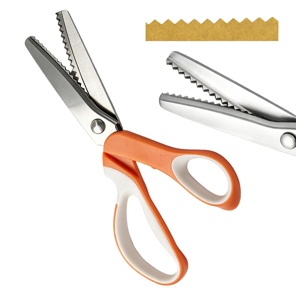 Pinking Shears for Fabric, 9.1" Stainless Steel Zig Zag Serrated Scissors