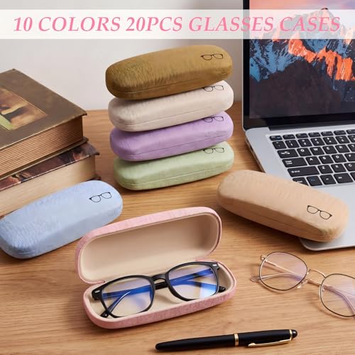 Image of Kanayu 20 /40 /60 /100 Pcs Hard Shell Glasses Case Bulk Linen Fabric Protective Eyeglasses Case Eye Glasses Sunglasses Protector
