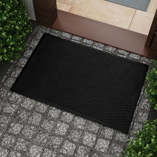 Ottomanson Waterproof Rubber Outdoor Doormat – Heavy-Duty No...