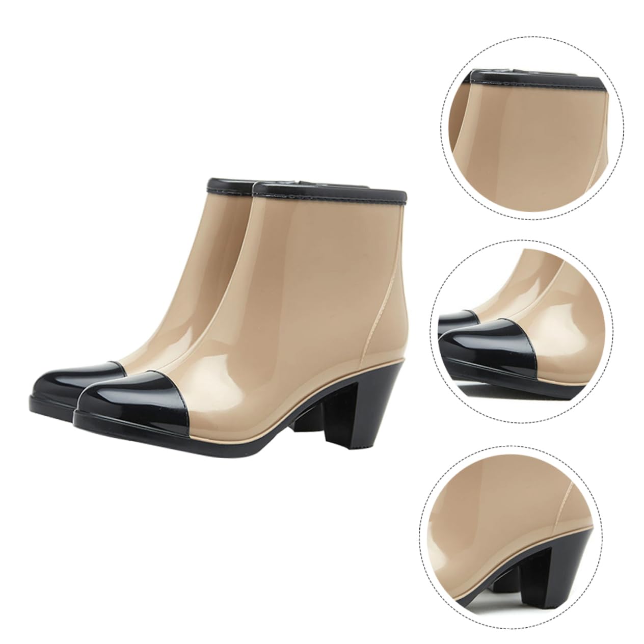 botas de agua de mujer botines para mujer elegantes zapatos impermeables lluvia de moda escarpines mujeres waterproof shoes botas de lluvia para mujer zapatos de lluvia Black