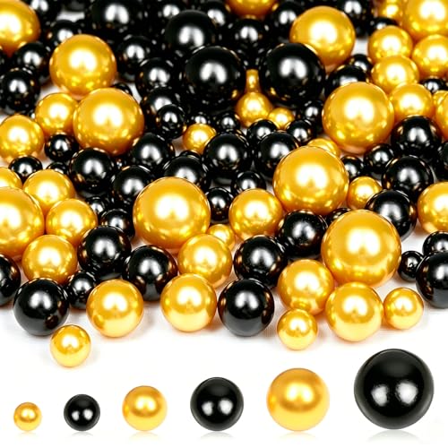 2000PCS Black Gold No Hole Pearl Beads for Crafting and Vase Fillers