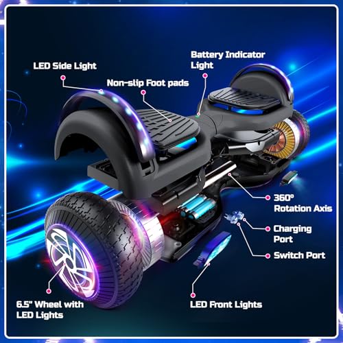 SISIGAD Hoverboard 6.5 Overboard Schwebeboard mit LED/Bluetooth,Skateboard Hoverboard, Geschenk für Kinder