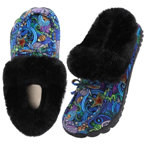 BARERUN Women's Suede Moccasin Slippers