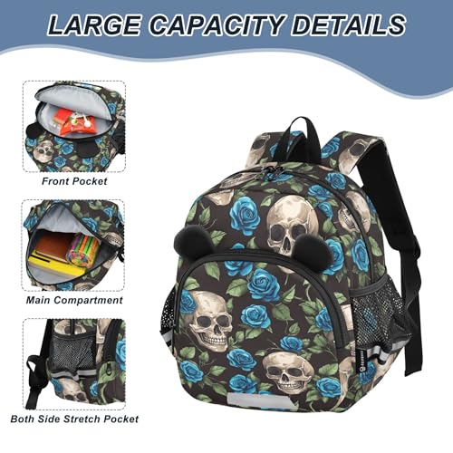 Skull Flower Toddler Backpack for Girls Boys,Preschool Kindergarten Backpack,Cute Kids Backpacks for Girls B04044643