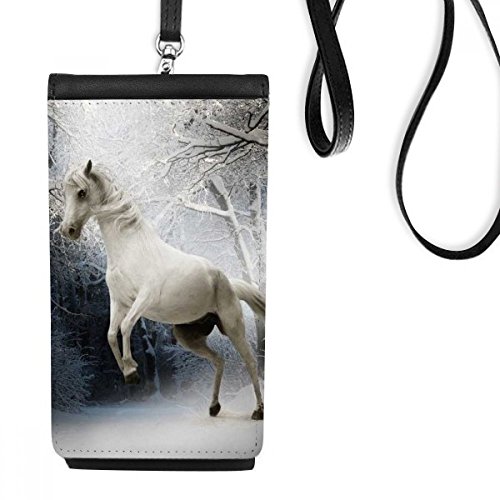 Porte-monnaie smartphone et sac suspendu motif cheval blanc, l'idée cadeau idéale en noir